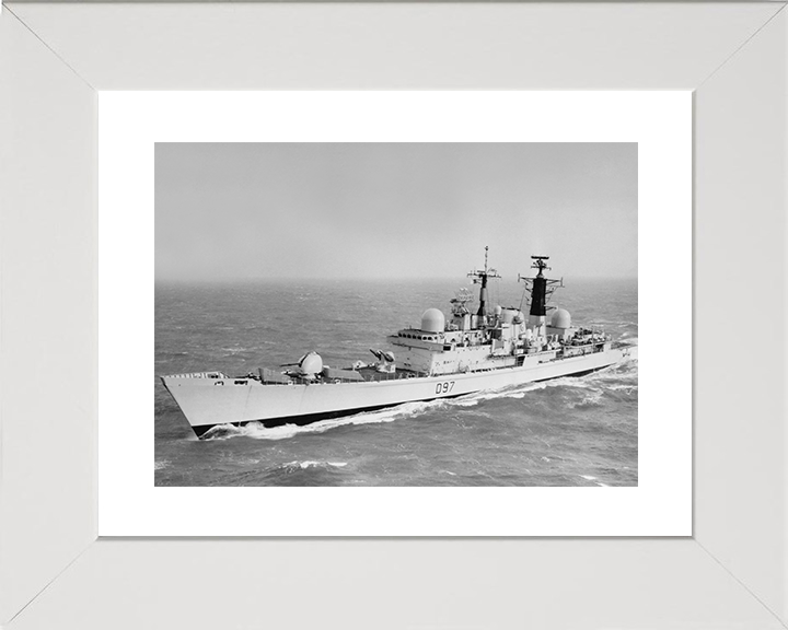 HMS Edinburgh (D97) Royal Navy Type 42 Destroyer Black and White Photo Print Wall Art Decor Posters, Prints, & Visual Artwork Hampshire Prints 10 x 8 White Frame Yes