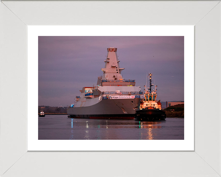 HMS Glasgow (F88) Photo Print - Scotstoun Shipyard - Royal Navy Type 26 Frigate Hampshire Prints 10 x 8 White Frame Yes