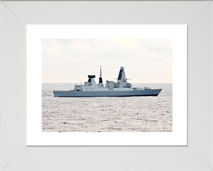 HMS Dauntless (D33) Royal Navy Type 45 Destroyer High Starboard Beam Photo Print Wall Art Decor Posters, Prints, & Visual Artwork Hampshire Prints 10 x 8 White Frame Yes
