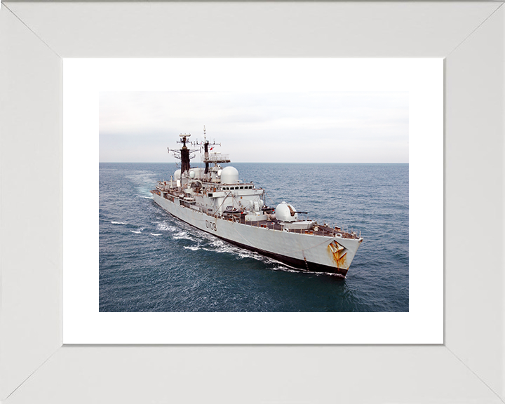 HMS Cardiff (D108) Royal Navy Type 42 Destroyer At Sea 2002 Photo Print Wall Art Decor Posters, Prints, & Visual Artwork Hampshire Prints 10 x 8 White Frame Yes