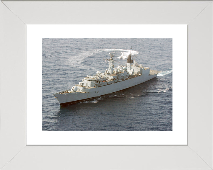 HMS Campbeltown (F86) Royal Navy Type 22 Frigate With RIB Photo Print Wall Art Decor Posters, Prints, & Visual Artwork Hampshire Prints 10 x 8 White Frame Yes