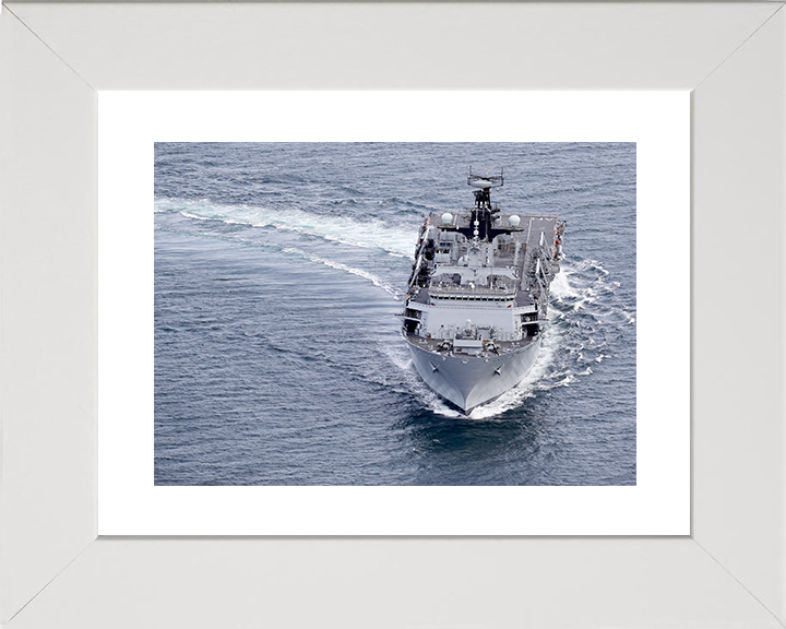 HMS Albion (L14) Royal Navy Albion Class Amphibious Ship Hard Turn at Sea Photo Print Wall Art Naval Decor Posters, Prints, & Visual Artwork Hampshire Prints 10 x 8 White Frame Yes
