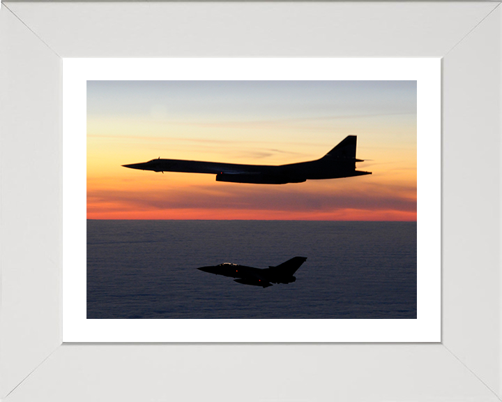 RAF Tornado F3 escorts a Russian TU-160 Blackjack aircraft Photo Print - Royal Air Force Aircraft Posters, Prints, & Visual Artwork Hampshire Prints 10 x 8 White Frame Yes