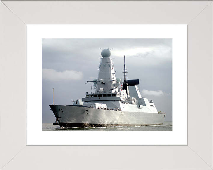HMS Dauntless (D33) Royal Navy Type 45 Destroyer Low Port Bow View Photo Print Wall Art Decor Posters, Prints, & Visual Artwork Hampshire Prints 10 x 8 White Frame Yes