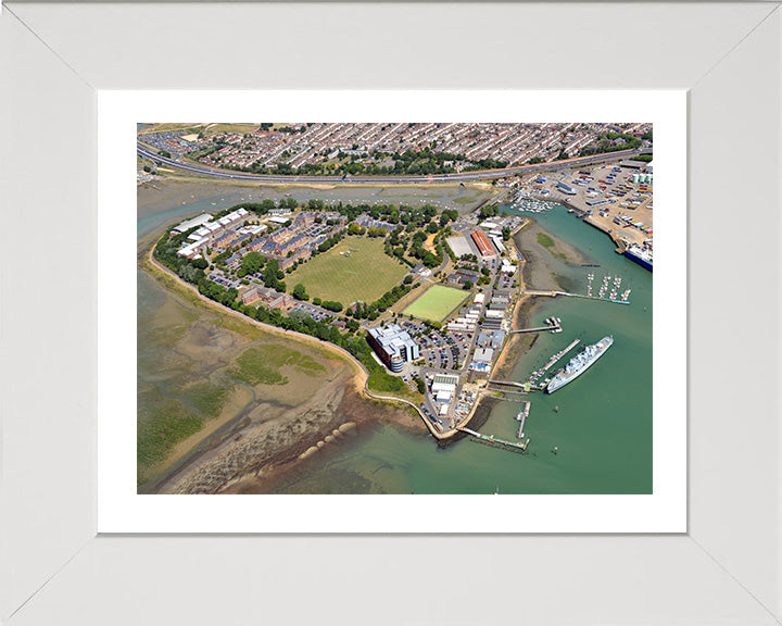 HMS Excellent Royal Navy shore establishment Aerial Photo Print or Framed Photo Print - Hampshire Prints