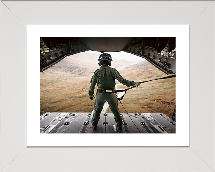 RAF Load Master Ramp Riding 2025 Photo Print - Royal Air Force Posters, Prints, & Visual Artwork Hampshire Prints 10 x 8 White Frame Yes