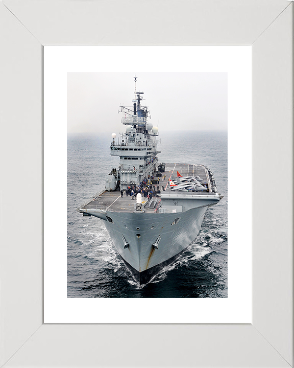 HMS Ark Royal (R07) Royal Navy Invincible Class Aircraft Carrier Ski Jump View Photo Print Wall Art Decor Posters, Prints, & Visual Artwork Hampshire Prints 10 x 8 White Frame Yes