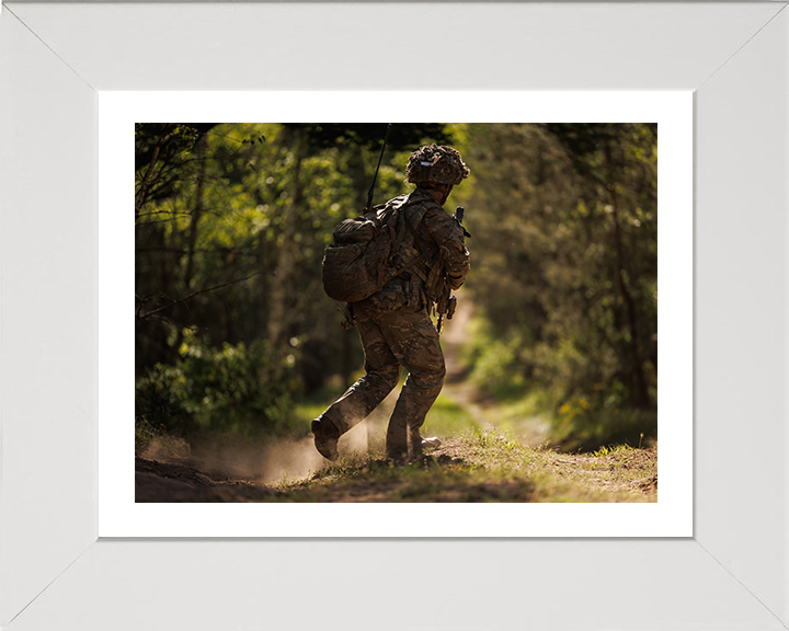 Royal Welsh Regiment soldier patrolling Photo Print - British Army Hampshire Prints 10 x 8 White Frame Yes