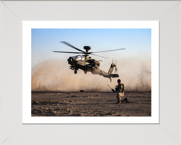 Army Apache Echo Helicopter and JTAC Photo Print - British Army Hampshire Prints 10 x 8 White Frame Yes