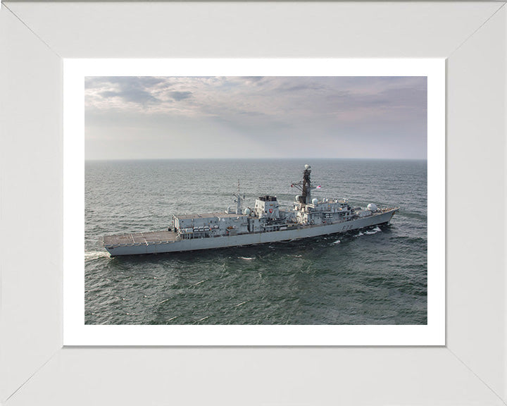 HMS Kent (F78) Photo Print - High Starboard View - Royal Navy Type 23 Frigate Hampshire Prints 10 x 8 White Frame Yes