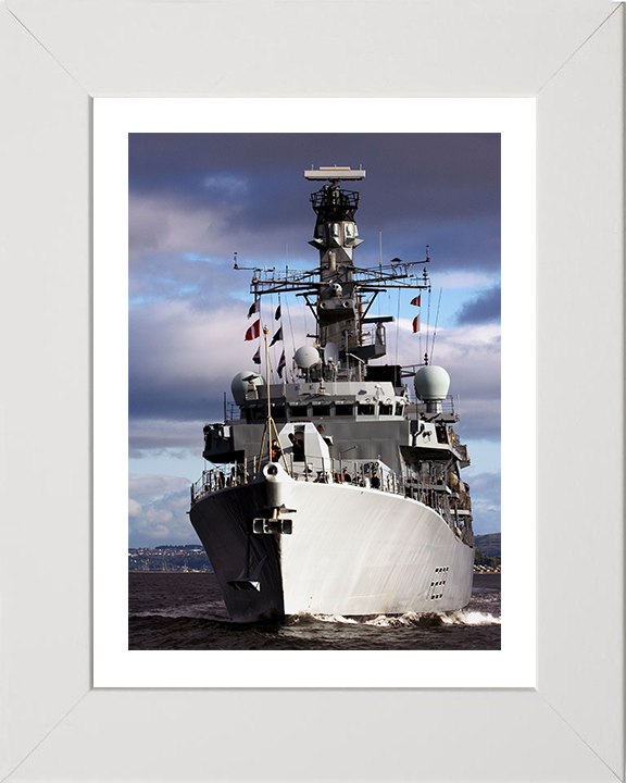 HMS Lancaster (F229) Photo Print - Bow View 2007 - Royal Navy Type 23 Frigate Hampshire Prints 10 x 8 White Frame Yes