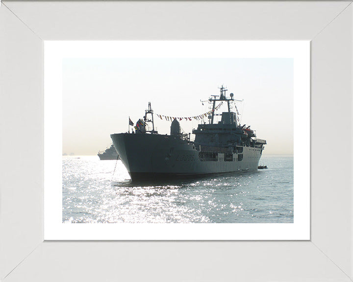 RFA Sir Galahad (L3005) Photo Print - Dress Ship - Royal Fleet Auxiliary Round Table Class Ship Hampshire Prints 10 x 8 White Frame Yes