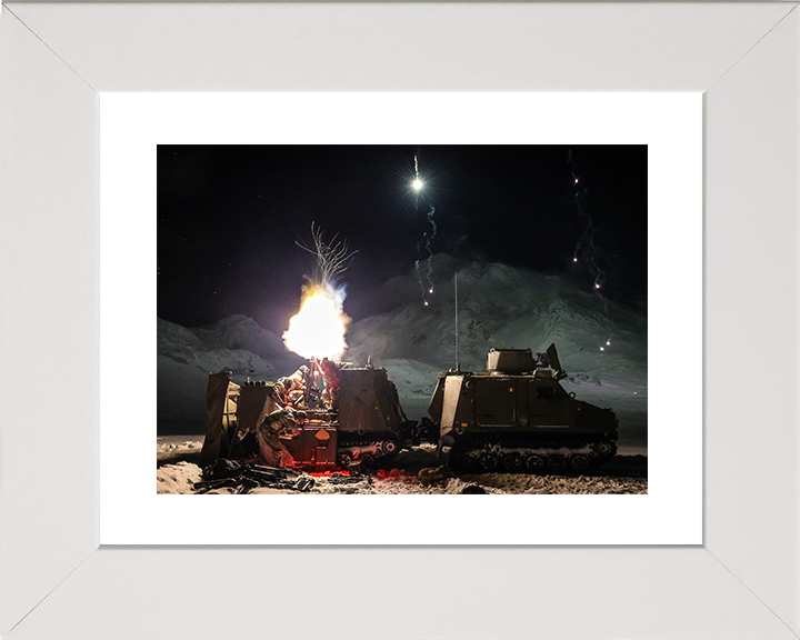Royal Marine Commando Mortar Team Firing at Night Photo Print 45 Commando Marines Wall Art Military Decor UK Posters, Prints, & Visual Artwork Hampshire Prints 10 x 8 White Frame Yes