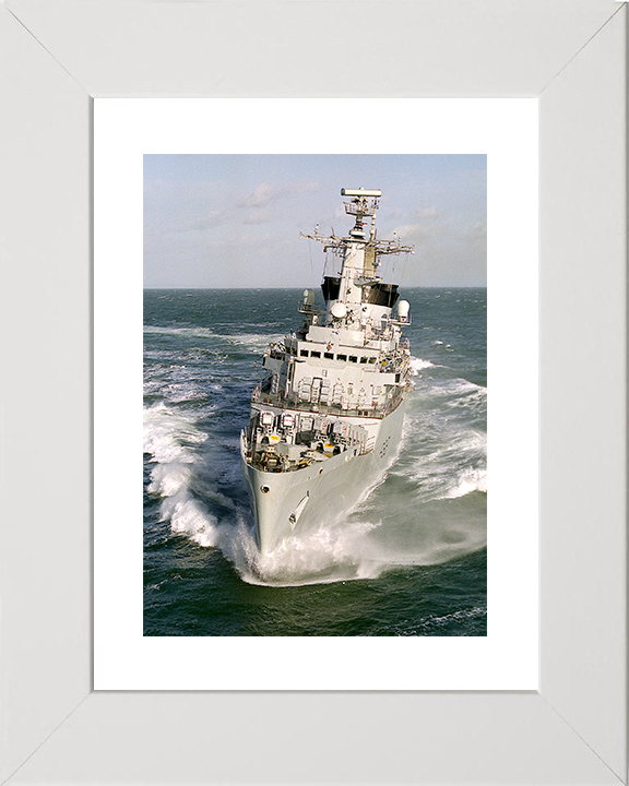 HMS Broadsword (F88) Royal Navy Type 22 Frigate Bow View at Sea Photo Print Wall Art Decor Posters, Prints, & Visual Artwork Hampshire Prints 10 x 8 White Frame Yes