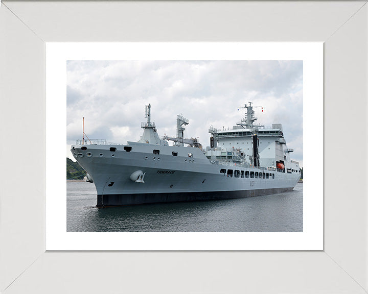 RFA Tiderace (A137) Photo Print - Low Port Side View - Royal Fleet Auxiliary Tide Class Tanker Hampshire Prints 10 x 8 White Frame Yes
