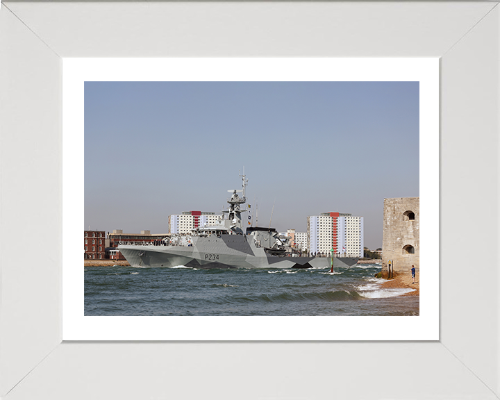 HMS Spey (P234) Photo Print - Portsmouth - Royal Navy River Class Patrol Vessel Hampshire Prints 10 x 8 White Frame Yes