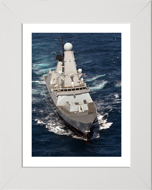 HMS Diamond (D34) Photo Print - Bow View 2012 - Royal Navy Type 45 Destroyer Hampshire Prints 10 x 8 White Frame Yes