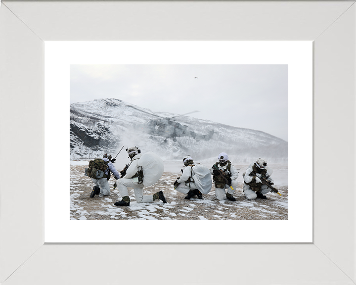 Royal Marines With Wildcat Helicopter in Norway Photo Print 40 Commando Wall Art Military Decor Posters, Prints, & Visual Artwork Hampshire Prints 10 x 8 White Frame Yes