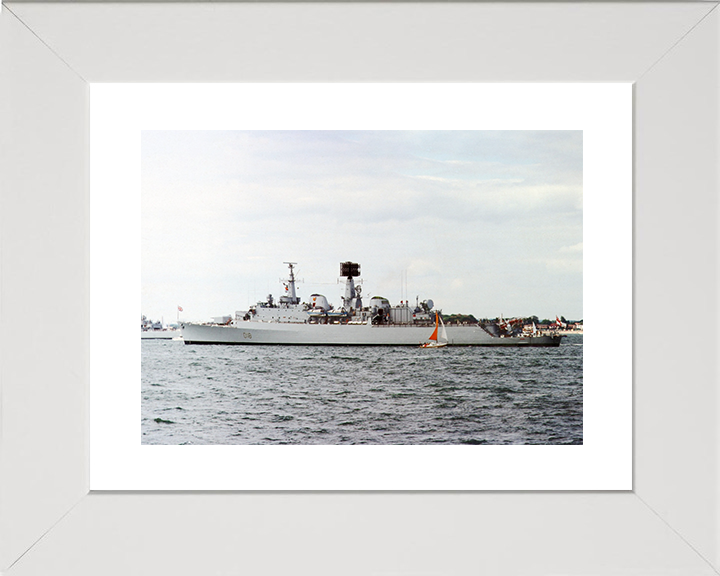 HMS Antrim (D18) Royal Navy County Class Destroyer At Anchor Photo Print Wall Art Decor Posters, Prints, & Visual Artwork Hampshire Prints 10 x 8 White Frame Yes