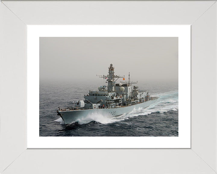 HMS Monmouth (F235) Photo Print - Port Bow View - Royal Navy Type 23 Frigate Hampshire Prints 10 x 8 White Frame Yes