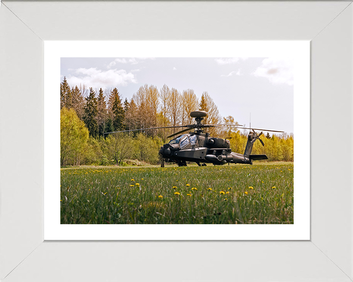 Army air Corps Apache Helicopter on the Ground Photo Print - British Army Hampshire Prints 10 x 8 White Frame Yes