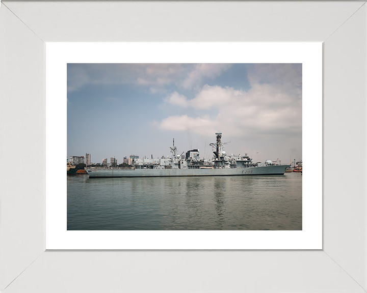 HMS Richmond (F239) Photo Print - Enters Mumbai 2025 - Royal Navy Type 23 Frigate Posters, Prints, & Visual Artwork Hampshire Prints 10 x 8 White Frame Yes
