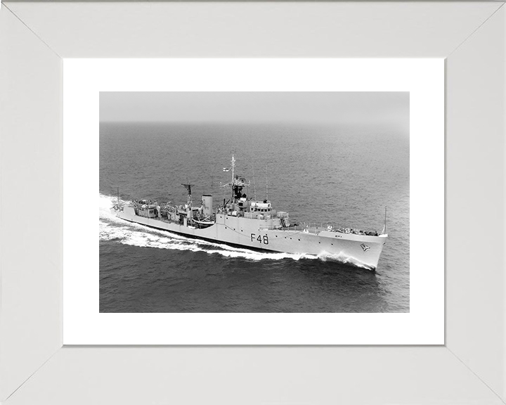 HMS Dundas (F48) Royal Navy Blackwood Class Frigate Starboard Bow View Photo Print Wall Art Decor Posters, Prints, & Visual Artwork Hampshire Prints 10 x 8 White Frame Yes