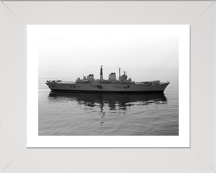 HMS Invincible (R05) Photo Print - At Sea 1990 - Royal Navy Invincible Class Aircraft Carrier Hampshire Prints 10 x 8 White Frame Yes