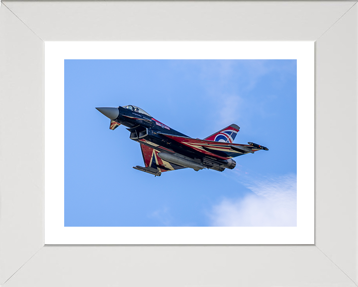 RAF Typhoon jet Flying Photo Print - Royal Air Force Aircraft Hampshire Prints 10 x 8 White Frame Yes