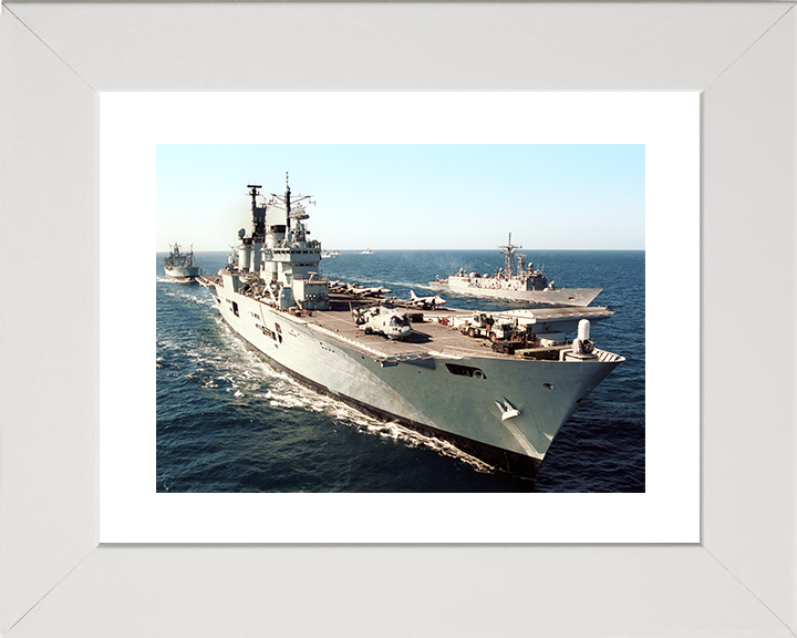 HMS Ark Royal (R07) Royal Navy Invincible Class Aircraft Carrier Starboard Bow View Photo Print Wall Art Decor Posters, Prints, & Visual Artwork Hampshire Prints 10 x 8 White Frame Yes