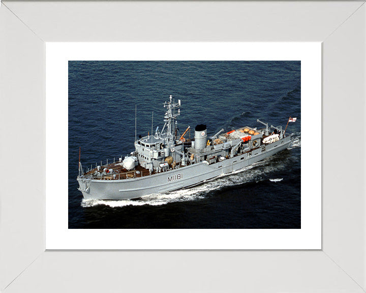 HMS Sheraton (M1181) Photo Print - High Port Side View - Royal Navy Ton Class Minesweeper Hampshire Prints 10 x 8 White Frame Yes