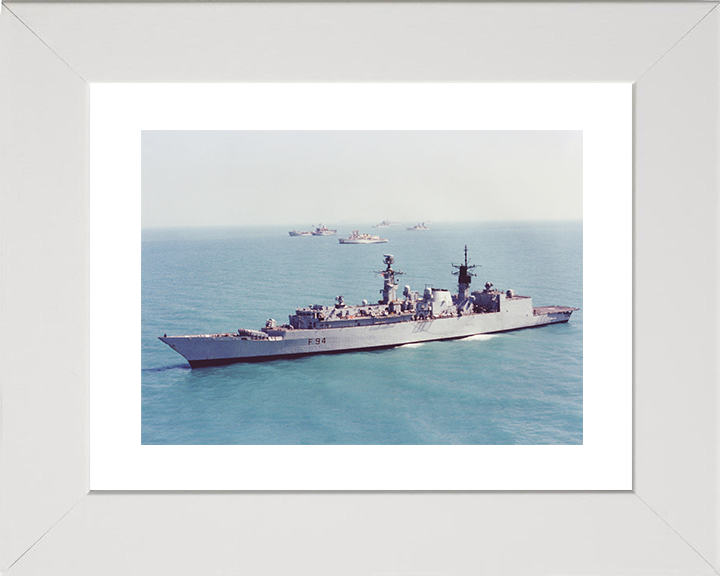 HMS Brave (F94) Royal Navy Type 22 Frigate Port Side View Photo Print Wall Art Decor Posters, Prints, & Visual Artwork Hampshire Prints 10 x 8 White Frame Yes