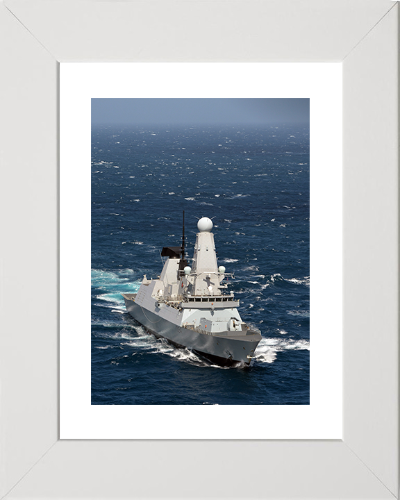 HMS Diamond (D34) Royal Navy Type 45 Destroyer Underway Portrait Photo Print Wall Art Decor Posters, Prints, & Visual Artwork Hampshire Prints 10 x 8 White Frame Yes