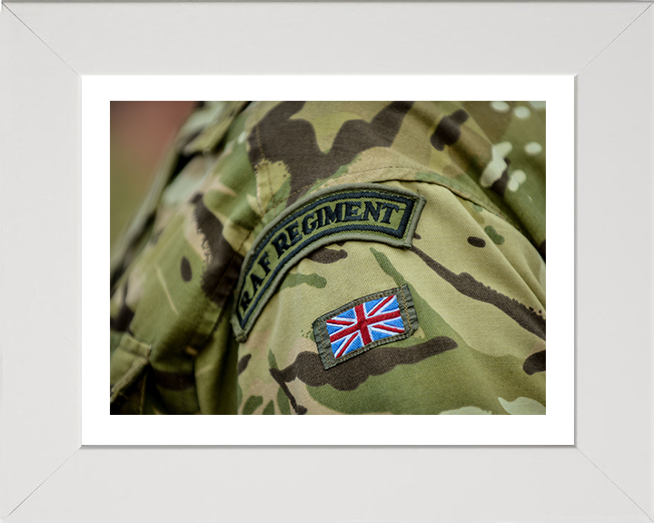 RAF Regiment Shoulder Patches Photo Print - Royal Air Force Hampshire Prints 10 x 8 White Frame Yes