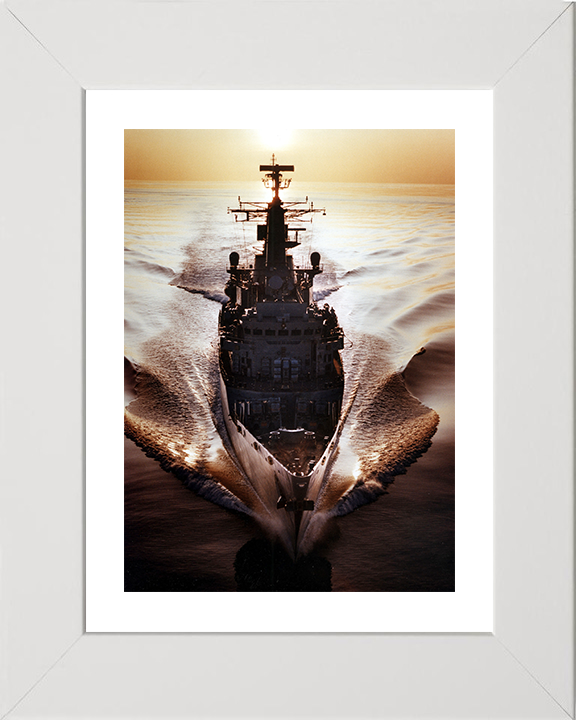 HMS Boxer (F92) Photo Print - At Sunset 1997 - Royal Navy Type 22 Frigate Posters, Prints, & Visual Artwork Hampshire Prints 10 x 8 White Frame Yes