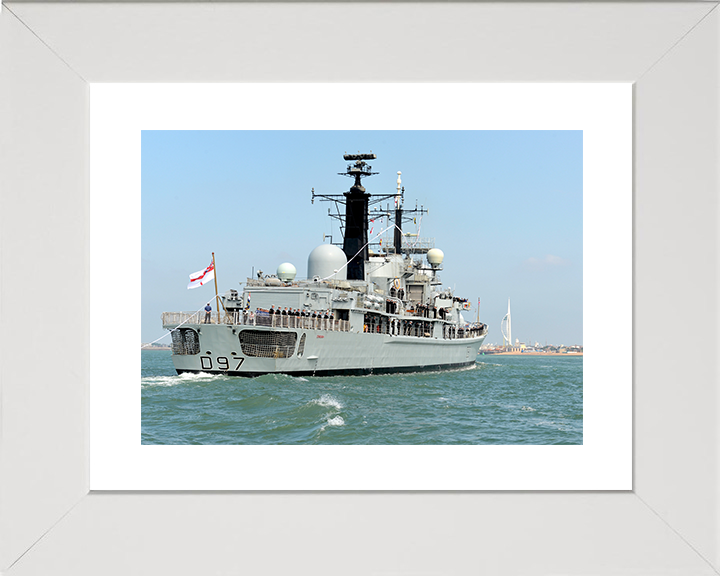 HMS Edinburgh (D97) Royal Navy Type 42 Destroyer Paying Off Photo Print Wall Art Decor Posters, Prints, & Visual Artwork Hampshire Prints 10 x 8 White Frame Yes