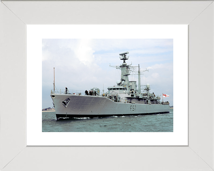 HMS Andromeda (F57) Royal Navy Leander Class Frigate Port Bow View Photo Print Wall Art Decor Posters, Prints, & Visual Artwork Hampshire Prints 10 x 8 White Frame Yes