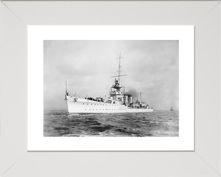 HMS Cairo (D87) Royal Navy C Class Light Cruiser Port Side View Photo Print Wall Art Naval Decor Posters, Prints, & Visual Artwork Hampshire Prints 10 x 8 White Frame Yes