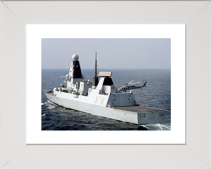 HMS Daring (D32) Royal Navy Type 45 Destroyer With Seahawk Helicopter 2012 Photo Print Wall Art Decor Posters, Prints, & Visual Artwork Hampshire Prints 10 x 8 White Frame Yes