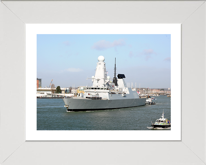 HMS Duncan (D37) Royal Navy Type 45 Destroyer Leaving Portsmouth 2015 Photo Print Wall Art Decor Posters, Prints, & Visual Artwork Hampshire Prints 10 x 8 White Frame Yes