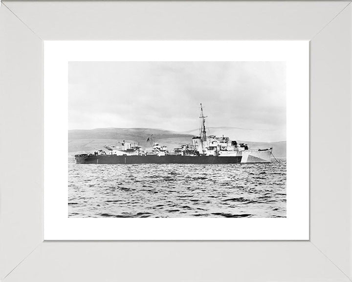 HMS Obedient (G48) Photo Print - Starboard View - Royal Navy O Class Destroyer Hampshire Prints 10 x 8 White Frame Yes