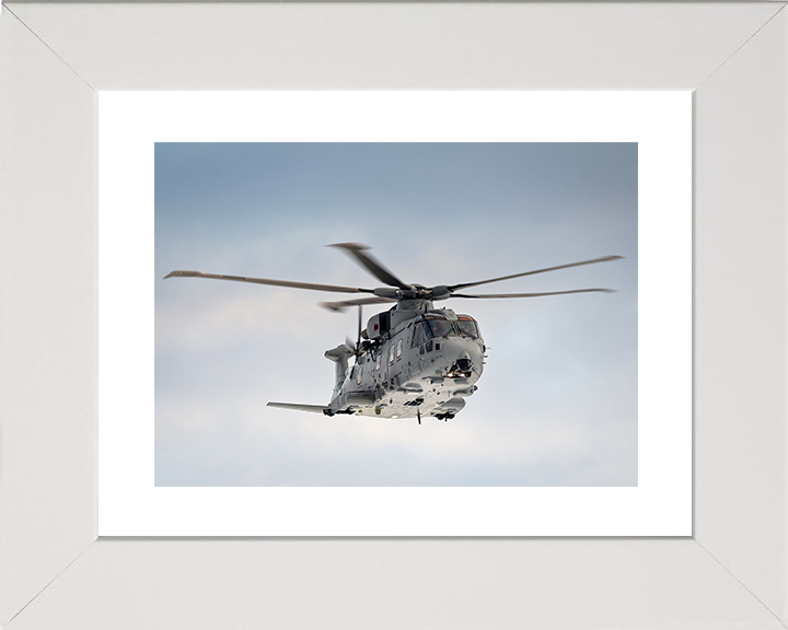 Merlin MK4 Helicopter Front View in Flight 2026 Royal Navy Aircraft Photo Print Wall Art Naval Decor UK Posters, Prints, & Visual Artwork Hampshire Prints 10 x 8 White Frame Yes