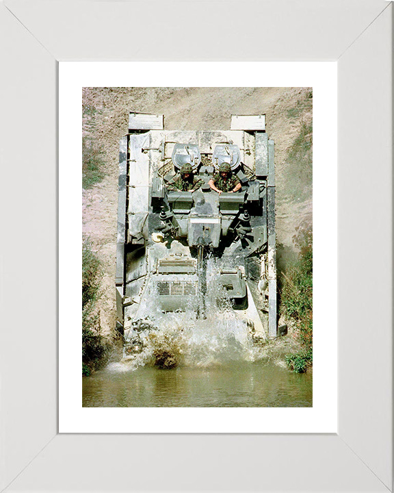 Warrior Armoured Personnel Vehicle Entering Water Photo Print - British Army Vehicle