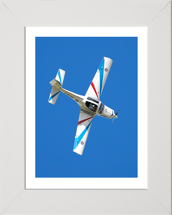 RAF Grob 115E Tutor aircraft in flight Photo Print - Royal Air Force Aircraft Hampshire Prints 10 x 8 White Frame Yes