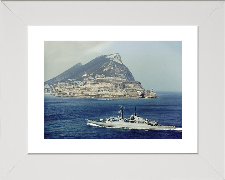 HMS Arrow (F173) Royal Navy Type 21 Frigate Off Gibraltar Photo Print Wall Art Decor Posters, Prints, & Visual Artwork Hampshire Prints 10 x 8 White Frame Yes