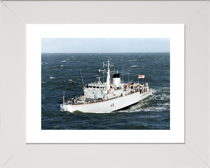 HMS Atherstone (M38) Royal Navy Hunt Class Mine Warfare Vessel in Heavy Seas Photo Print Wall Art Decor Posters, Prints, & Visual Artwork Hampshire Prints 10 x 8 White Frame Yes