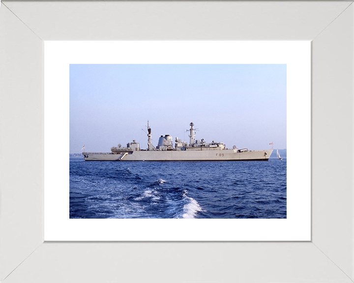 HMS Battleaxe (F89) Royal Navy Type 22 Frigate At Anchor Photo Print Wall Art Decor Posters, Prints, & Visual Artwork Hampshire Prints 10 x 8 White Frame Yes
