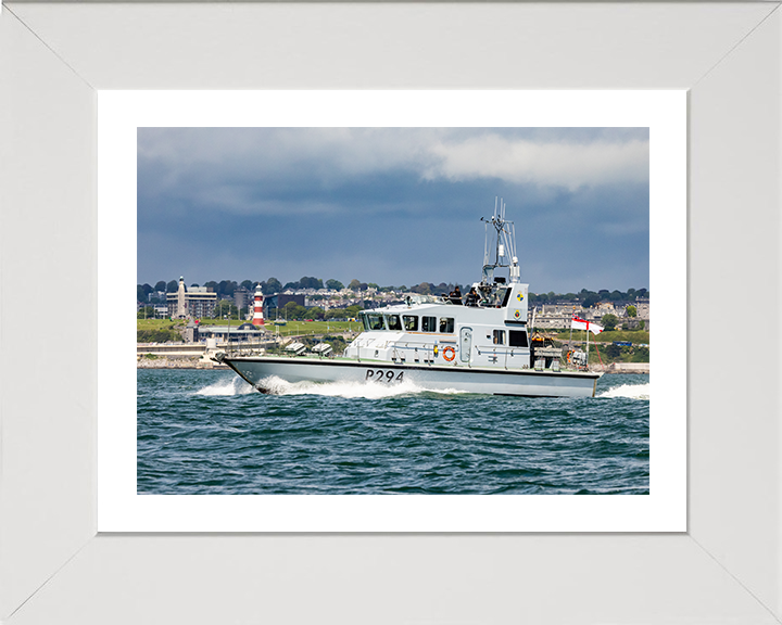 HMS Trumpeter (P294) Photo Print - Plymouth 2021 - Royal Navy Archer Class P2000 Patrol Vessel Hampshire Prints 10 x 8 White Frame Yes