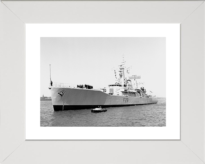 HMS Cleopatra (F28) Royal Navy Leander Class Frigate Entering Harbour Photo Print Wall Art Decor Posters, Prints, & Visual Artwork Hampshire Prints 10 x 8 White Frame Yes