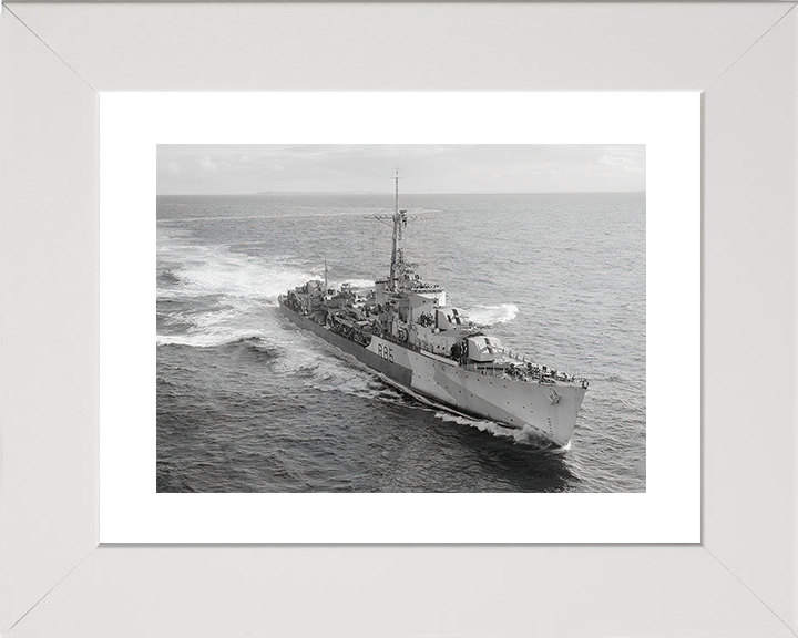 HMS Cambrian (R85) Royal Navy C Class Destroyer High Starboard Bow View Photo Print Wall Art Decor Posters, Prints, & Visual Artwork Hampshire Prints 10 x 8 White Frame Yes